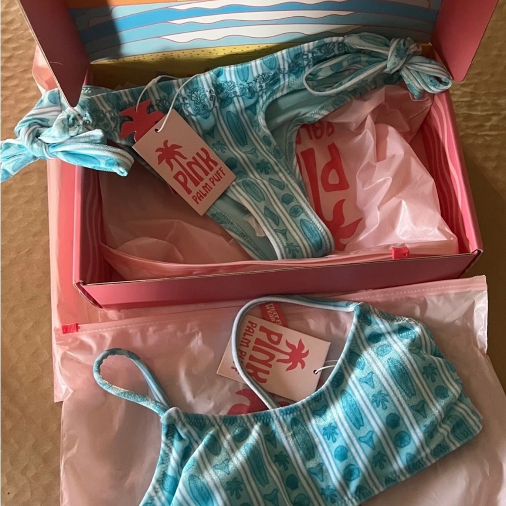 Pink Palm Puff Bikini Set—XXS (Sold out!)